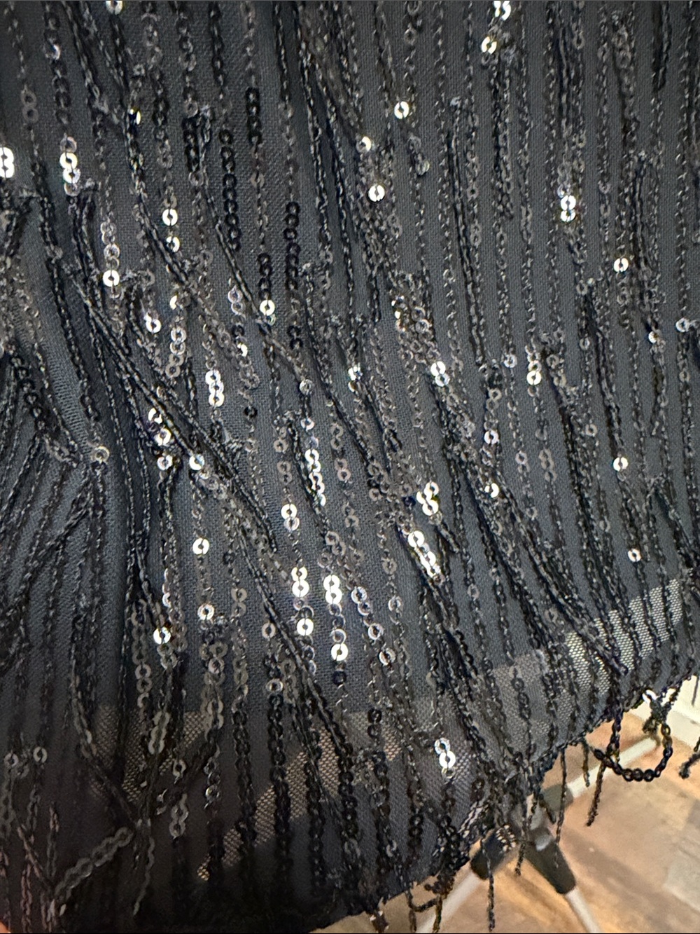 NWT A New Day Black Sequin Fringe Mini Skirt L Holiday Party Night Out - Picture 3 of 5